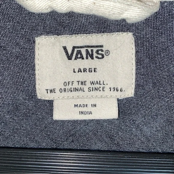 Vans Blue/Grey Striped Long Sleeve Button Front Flannel Shirt - Picture 4 of 6